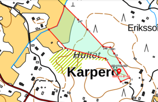 <b>Korsholm, Karper, tomt</b>
4,349 ha, byggrtt fr egnahemshu, skog och ker
